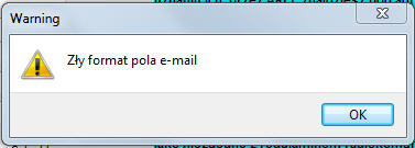 Zly format pola e-mail